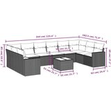 vidaXL 11-dijelni set vrtnih sofa od poliratana s jastucima crni | shoptok.hr
