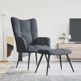 The Living Store Stol za sproščanje s stolčkom temno siv žamet - Stol Za Sproščanje, (21438870) Cene