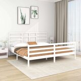  Posteljni okvir bel iz trdnega lesa 200x200 cm, (20684743) Cene