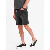 Ombre Men's shorts with elastic waistband and wash effect - black Cene