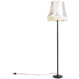 QAZQA Retro stoječa svetilka črna z babičino senčilo smetanovo 45 cm - Simplo Cene