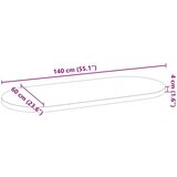 vidaXL Stolna ploča svjetlosmeđa 140x60x4 cm ovalna masivna hrastovina | shoptok.hr