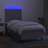  Box spring postelja z vzmetnico LED svetlo siva 90x200 cm blago, (20789320) | Shoptok.si