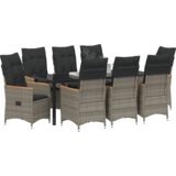  Set od 9 komada vrtnih stolova s jastučićima sivi poli ratan | shoptok.hr