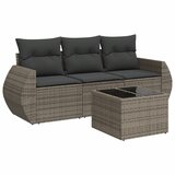 Maison Chic Seti vrtnega pohištva - Vrtna garnitura - Vrtni pohištvo set 4-delna z blazinami siv poli ratan, (21817404) Cene