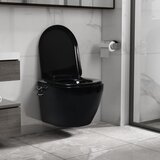 vidaXL Viseča WC školjka brez roba z bide funkcijo keramična črna | Shoptok.si
