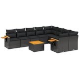 vidaXL 10-dijelni set vrtnih sofa s jastucima crni od poliratana | shoptok.hr