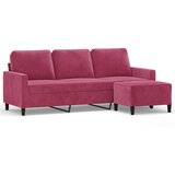 Trosjed s tabureom crvena boja vina 180 cm baršunasti | shoptok.hr