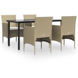  5-dijelni vrtni blagovaonski set s jastucima bež i crni Dužina stola 160 cm | shoptok.hr