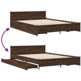  Posteljni okvir s predali rjavi hrast 120x200 cm inž. les | Shoptok.si