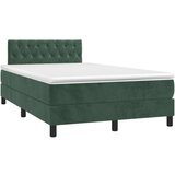 vidaXL Box spring postelja z vzmetnico temno zelen 120x190 cm žamet, (21128258) | Shoptok.si