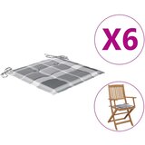 vidaXL Jastuci za vrtne stolice 6 kom sivi karirani 40x40x3 cm tkanina | shoptok.hr