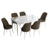 Hanah home han - white, brown whitebrown extendable dining table & chairs set (7 pieces) | Eponuda.com