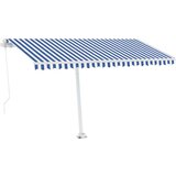  Tenda na ručno uvlačenje s LED svjetlom 450x350 cm plavo-bijela | shoptok.hr