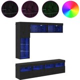 TV omarica z LED lučmi 7 pcs Črna Orehovina Konstruiran les, (5000113020) | Shoptok.si