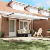 vidaXL Avtomatska retractibilna tenda Bela 450x300 cm, Zamenjava tkanine za 4.5x3 m okvir Belo | Shoptok.si