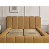 Bobochic Paris Gorčično rumena oblazinjena zakonska postelja s prostorom za shranjevanje z letvenim dnom 140x190 cm Denali – | Shoptok.si