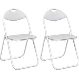  Sklopiva stolica 2 pcs Bijeli 48 x 43,5 x 81 cm Lažna koža | shoptok.hr