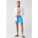 Avva Men's Turquoise Quick Dry Printed Standard Size Swimwear Marine Shorts Cene