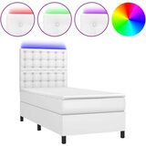  Box spring s madracem LED bijeli 90x200 cm umjetna koža | shoptok.hr