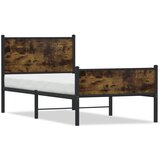 vidaXL Kovinski posteljni okvir z vzglavjem in vznožjem hrast 80x200cm | Shoptok.si