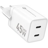  Punjač za telefone Forcell F-Energy Mini GaN III 2 x USB C PD QC4.0 45W VT-36B bijeli | shoptok.hr