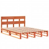 vidaXL Posteljni okvir z vzglavjem voščeno rjava 140x190 cm borovina, (21273515) | Shoptok.si