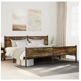 vidaXL Kovinski posteljni okvir brez vzmetnice dimljen hrast 193x203cm Cene