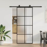 vidaXL drsna vrata z opremo črna 90x205 cm esg steklo Cene