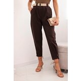 Kesi Włoski Summer Punto trousers with leg closure brown | shoptok.hr