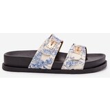 Boto Patterned Ladies Platform Slippers Blue Sorina | Shoptok.si