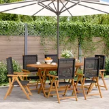 vidaXL Nastavljivi vrtni stoli 6 kosov črn poli ratan in trden les