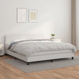  s oprugama i madracem bijeli 180x200 cm umjetna koža | shoptok.hr