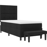  Postelja z vzmetnico in klopjo Črna 90x200 cm Tkanina, (22083551) | Shoptok.si