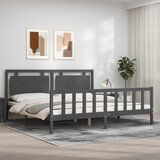 Maison Chic Posteljni okvir - Dvoposteljna postelja - Zakonska postelja z vzglavjem siv 200x200 cm trden les-J6087, (21762905) | Shoptok.si