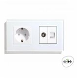 Wise utičnica modularna 16A, antenska tv utičnica, mrežna utičnica - stakleni panel beli Cene