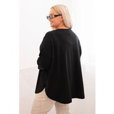 Kesi Włoski Plus Size women's blouse with cotton, featuring a pocket and rolled-up sleeves black | shoptok.hr