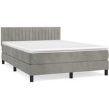 The Living Store Box spring postelja z vzmetnico svetlo siva 140x200 cm žamet - Box Spring Postelja, (21491109) | Shoptok.si
