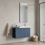 Hanah home Ferla 80 - 338 Matte Blue Bathroom Cabinet With Sink & Mirror Set (2 Pieces) u