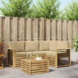  Set vanjskih sofa 5 pcs Bijela i bež 59 x 59 x 37 cm Poliester | shoptok.hr