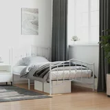 Metalni Kovinski posteljni okvir z vzglavjem in vznožjem bel 100x190 cm, (21056633)