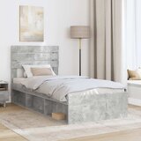  Krevetna konstrukcija Beton 90 x 200 cm Čvrsto borovo drvo | shoptok.hr