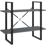 vidaXL Knjižna omara 2-nadstropna siva 80x30x70 cm trdna borovina | Shoptok.si