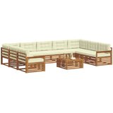  Set vanjskih sofa 10 kom. Prirodna i krem Čvrsto drvo akacije | shoptok.hr