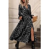 Fenzy Duga Haljina S Uzorkom Leoparda, Siva | shoptok.hr