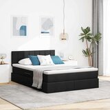  Krevet S LED lampica s uzglavljem Crna 140 x 190 cm tkanina | shoptok.hr