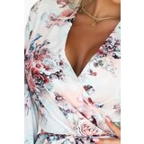 Numoco 297-3 CAROLINE A flowing floral dress with a wrap neckline and ruffles | Shoptok.si