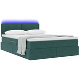  Krevet S LED lampica s pohranom Tamnozelena 140 x 190 cm Baršun | shoptok.hr