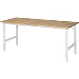 RAU Delovna miza, nastavljiva po višini, 760 - 1080 mm, masivna plošča iz bukovine, ŠxG 2000 x 800 mm, svetlo siva | Shoptok.si