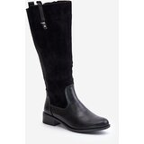 Boto PE2 Women's Warm Knee-High Boots With Zipper Black Ivasira | shoptok.hr